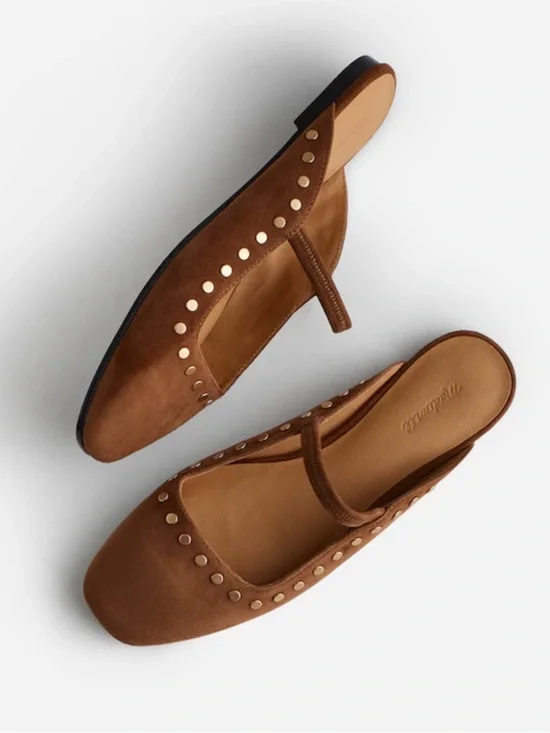 MADEWELL 9.5 The Greta suede stud Ballet Flat Mule nu882 - Picture 1 of 6